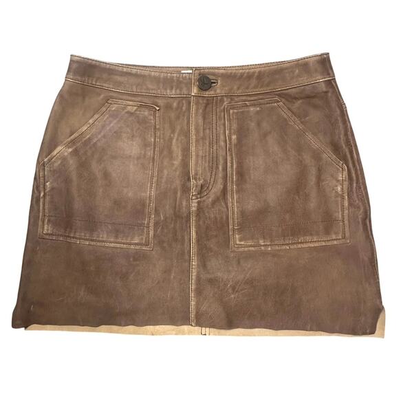 One Teaspoon Brown Leather Skirt - Picture 1 of 5